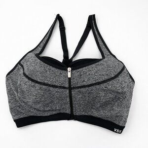Victoria's Secret VSX Knockout Front Close Gray Heathered Sports Bra 34DDD